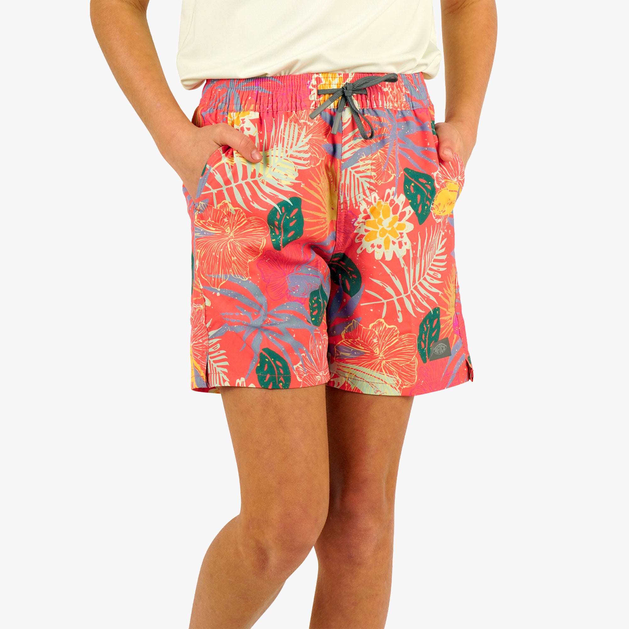 Youth Strike Printed Swim Shorts | Coral - Image 2
