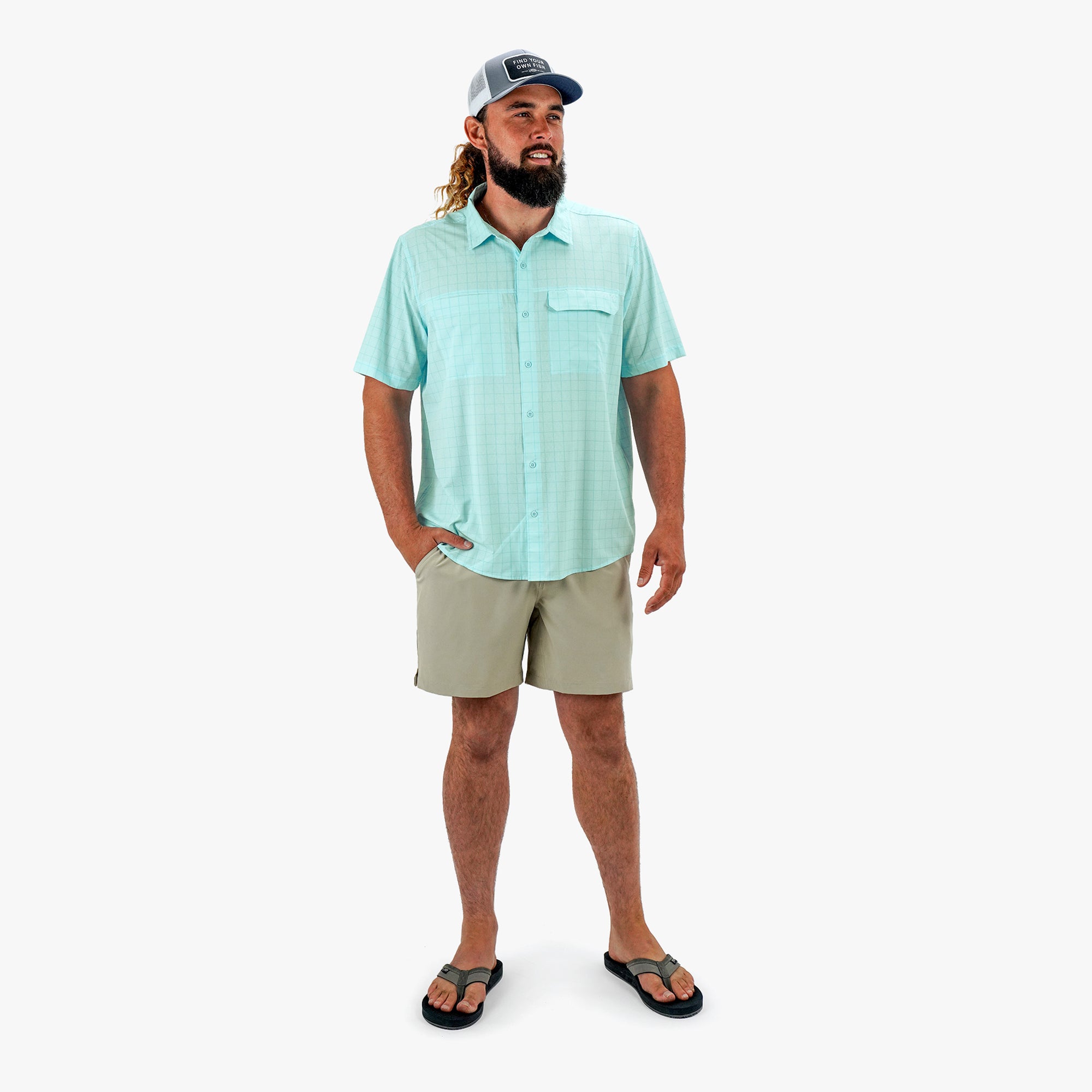 Air-O Mesh Printed SS Button Down Shirt - Image 14